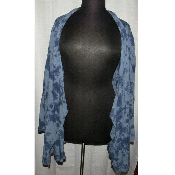 Catherines Women's Blue Tie Dye Long Sleeve Open Cardigan, Pockets, Plus Size 4X - Picture 5 of 10